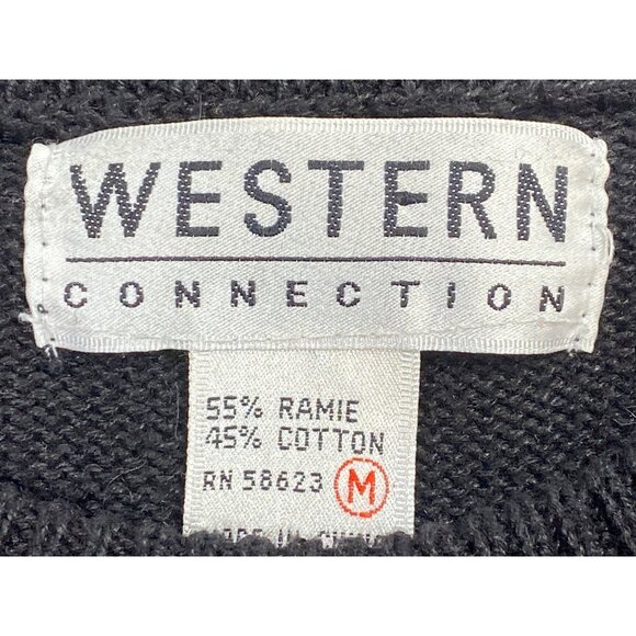 Vintage Western Connection Womens Medium Black Beaded Sequin Floral Pullover Swe - Picture 3 of 10